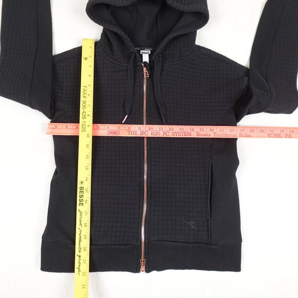 Diadora Quilted Zip Up Hoodie Women's Medium Black with Rose Gold Sweatshirt - Picture 12 of 12